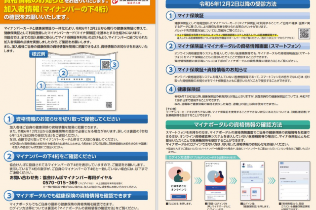 協会けんぽから加入者全員に送られる「資格情報のお知らせ」